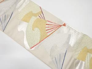 アンティーク　扇面に霞模様織り出し袋帯（着用可）